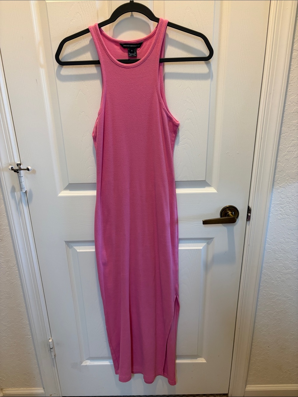 French Connection Pink Ribbed Tank Maxi Dress
